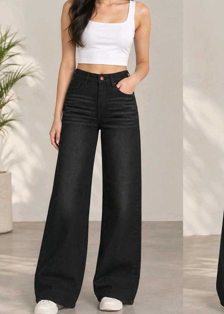 New Black Wide Leg Jeans