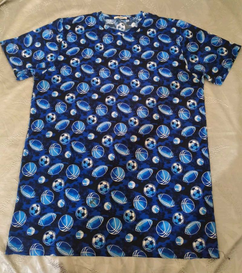 Blue Sports Ball Print T-Shirt 👕👕