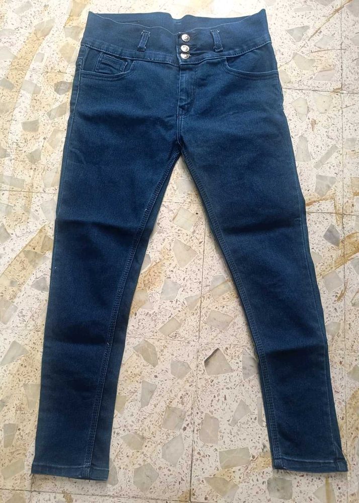 High Waisted Blue Denim Jeans
