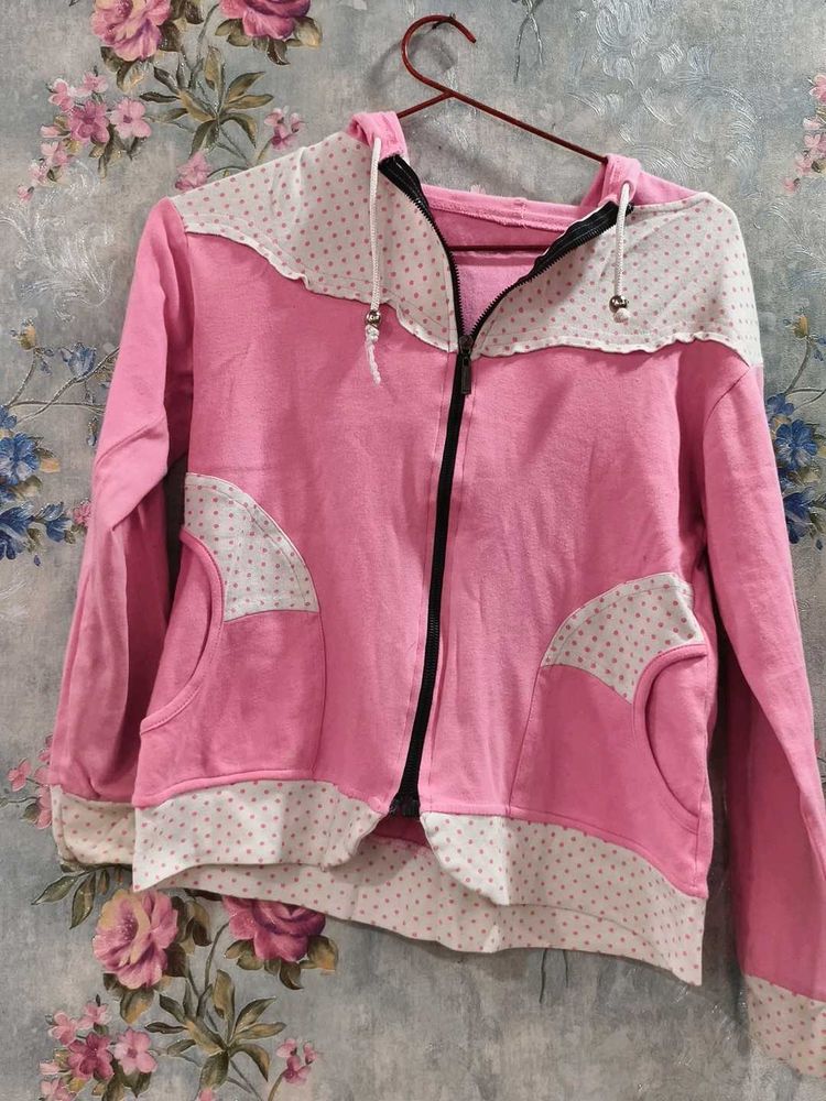 Pink &amp; Polka Dot Hoodie Jacket