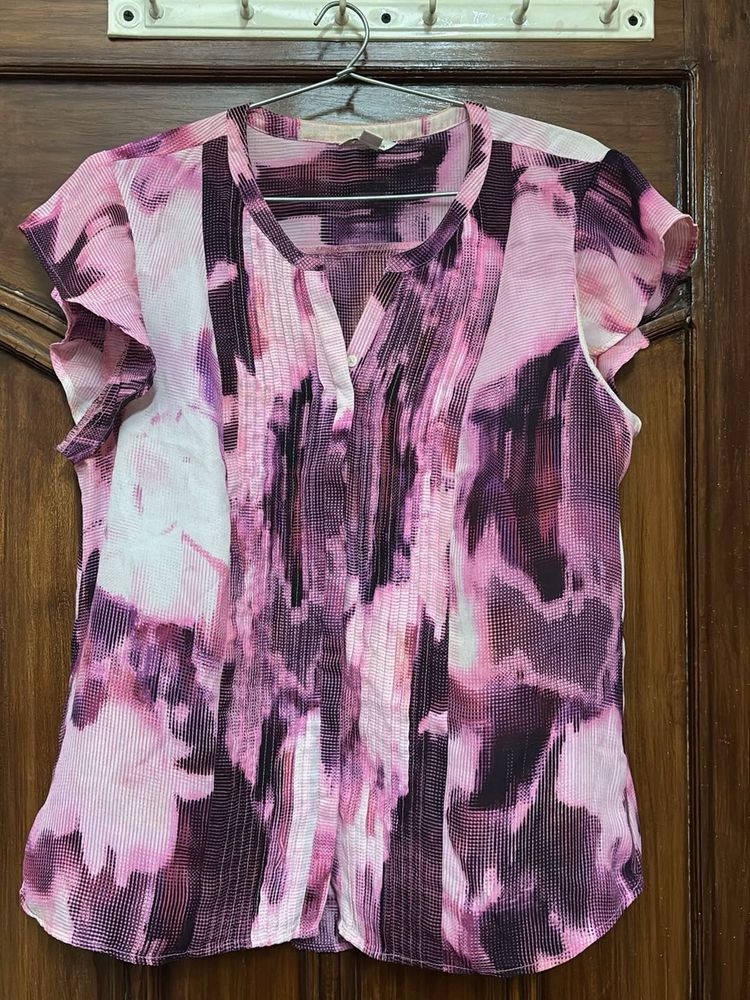 Pink &amp; Purple Abstract Print Blouse