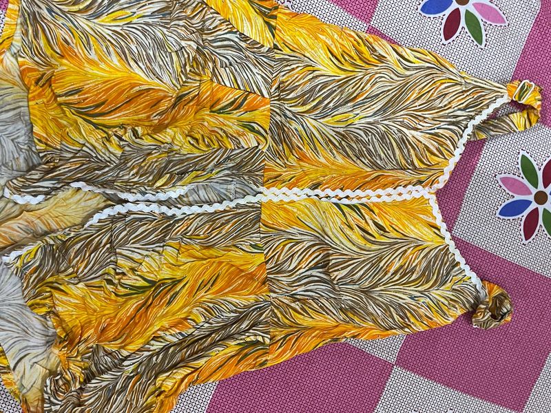 Boho Yellow Feather Print Kurta