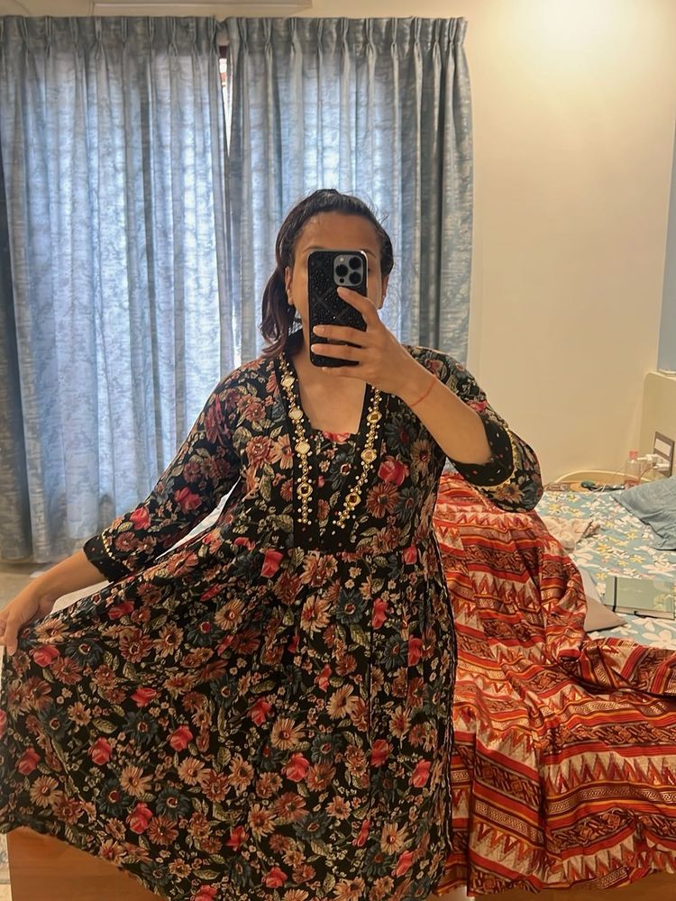Floral Print Ethnic Gown