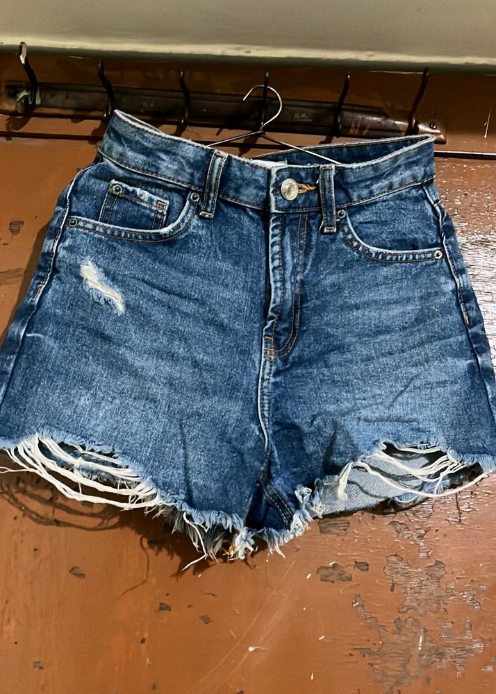 Ripped Denim Shorts
