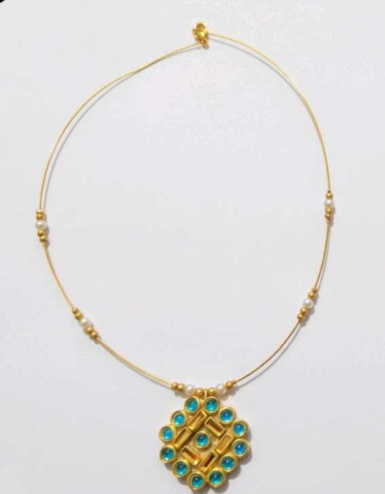 Elegant Gold Necklace with Blue Stones