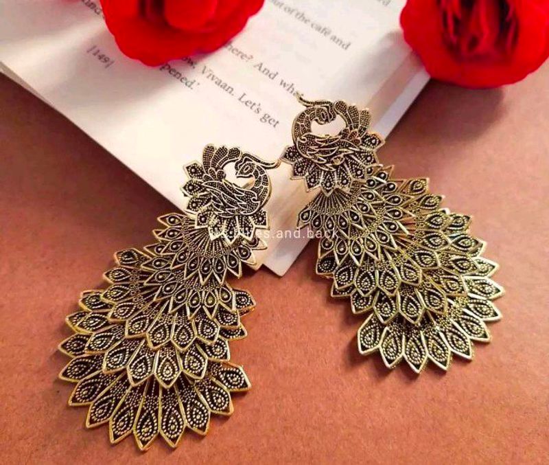 Golden Oxidised Jhumka