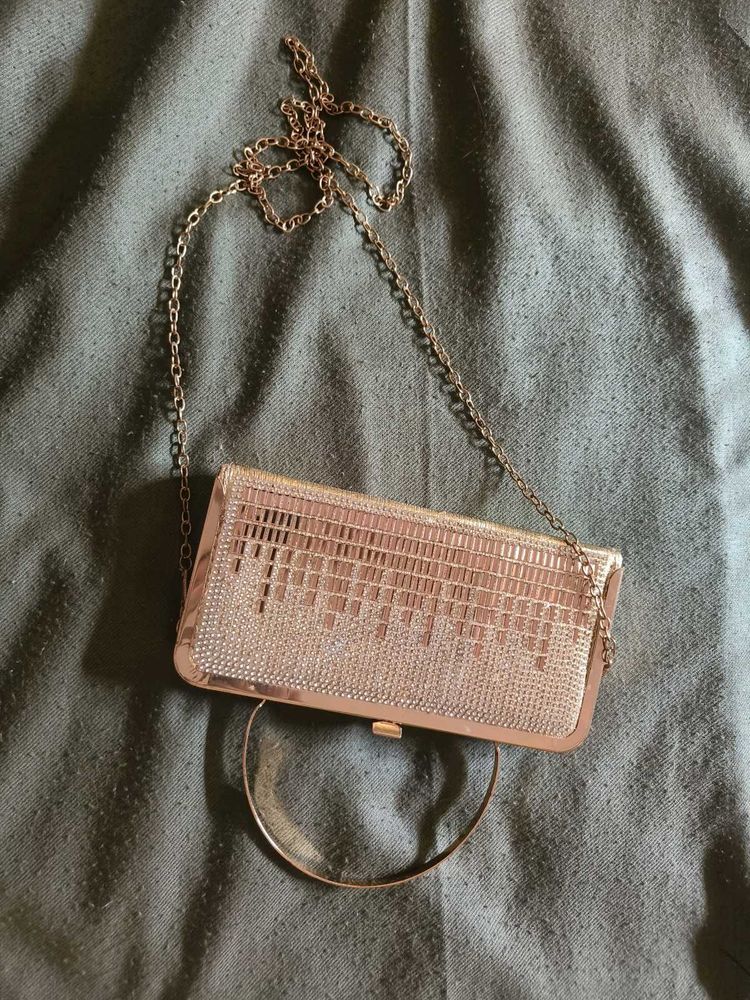 Sparkling Rose Gold Clutch Bag