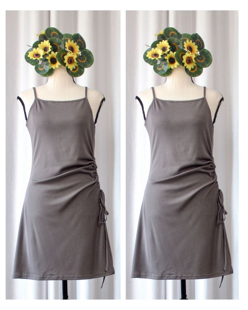 Casual Gray Tank Dress with Side Tie