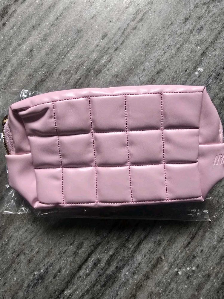 Pastel Pink Quilted Pouch