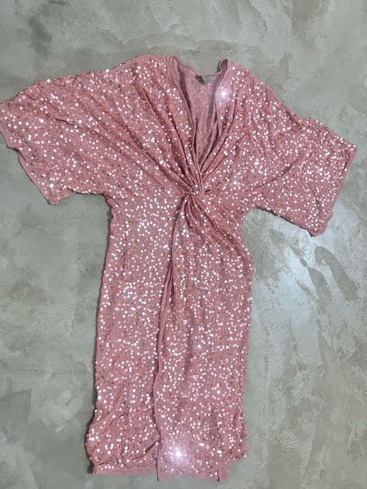 ASOS Sequin Twist MidiDress Pink UK10/ US 6