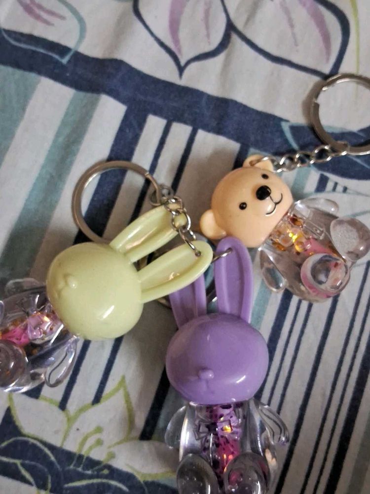 Cute Bunny &amp; Bear Keychain Set