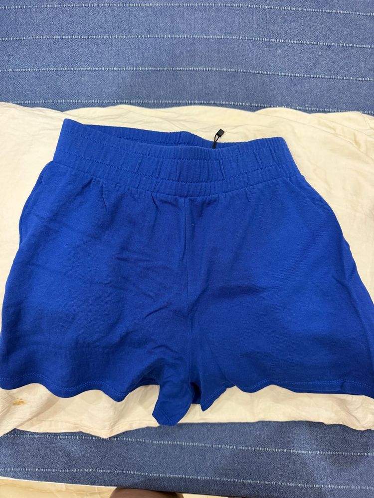 Vibrant Blue Elastic Waist Shorts