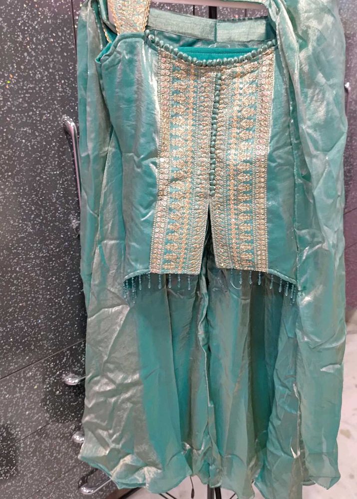 Stunning Teal Lehenga Choli (top n sharara)