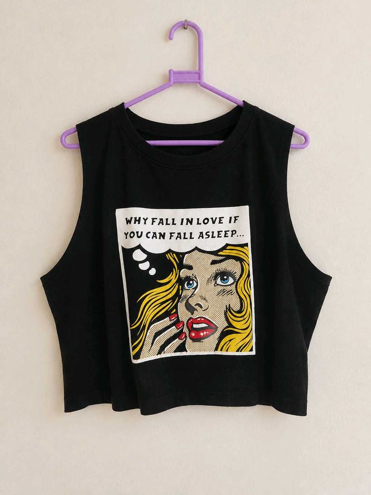 Black Sleeveless Crop Top