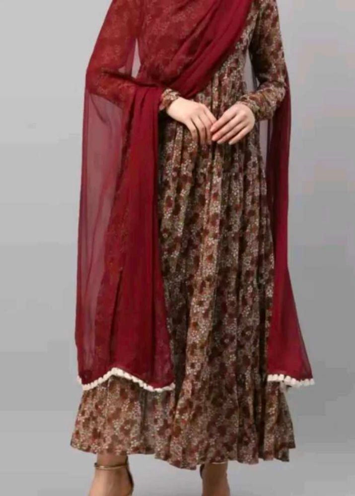 Floral Anarkali Suit with Dupatta