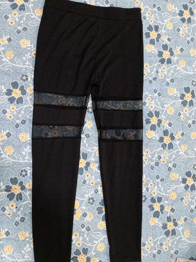 Stylish Black Leggings with Mesh Detail