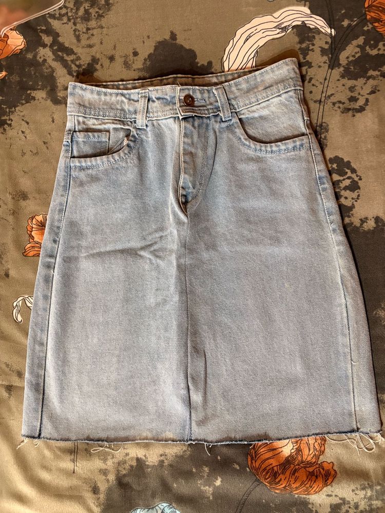 Light Wash Denim Mini Skirt