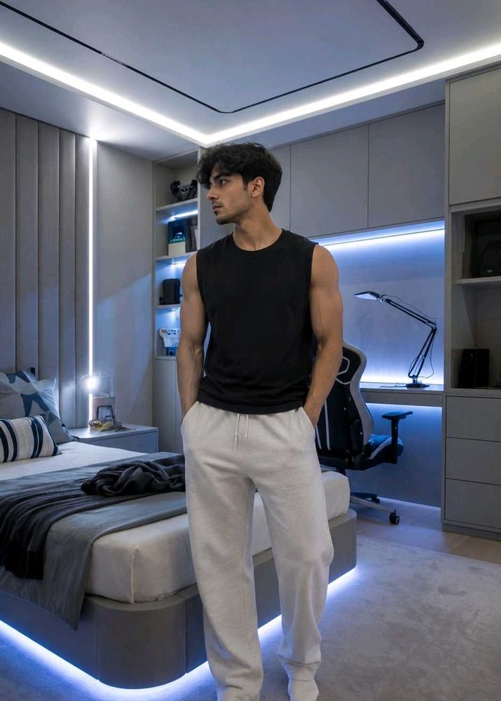 Men's Black Sleeveless T-Shirt