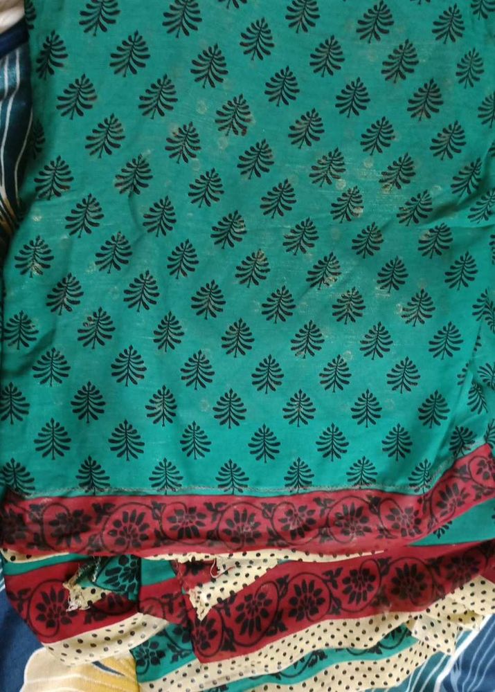 Green Red Soft Chiffon Saree, Blouse