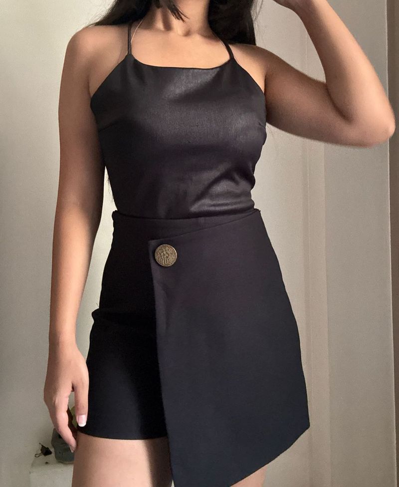 Black Asymmetrical Skort