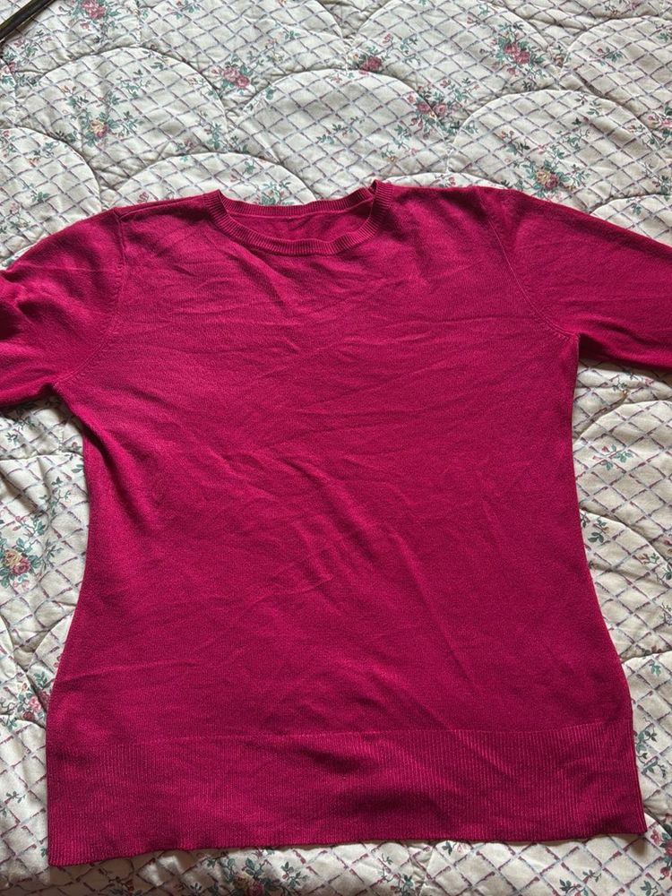 Vibrant Pink Crew Neck Sweater