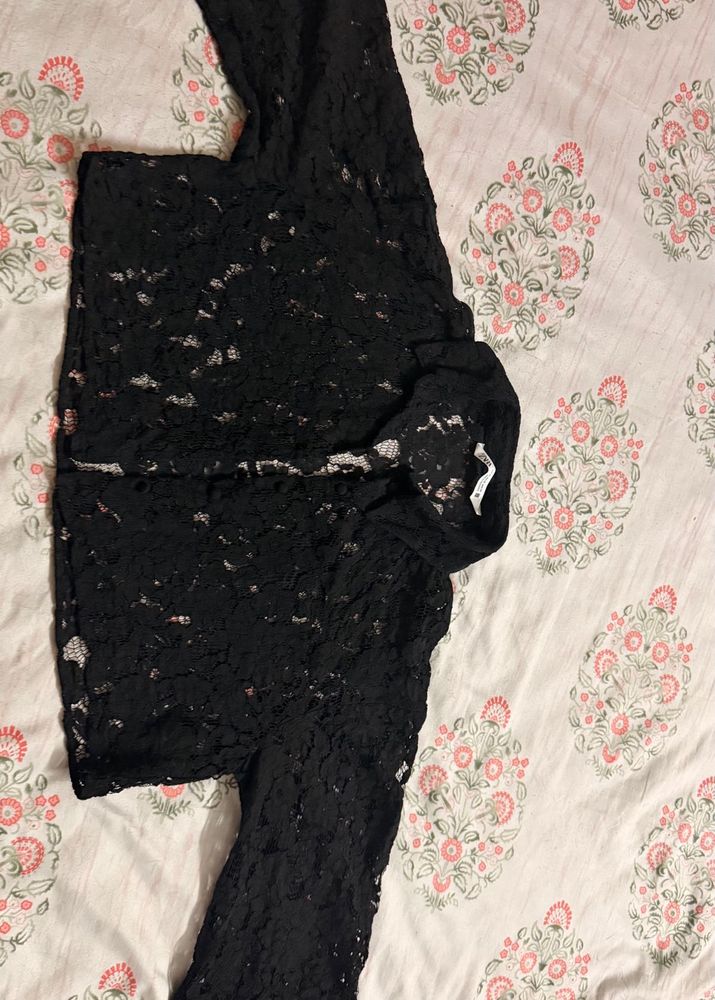 Black Lace Sheer Top