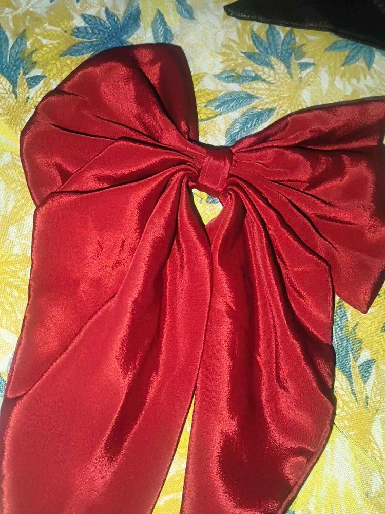 Elegant Red Bow Hair Clip