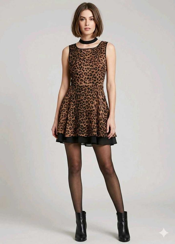 Chic Leopard Print Fit &amp; Flarey Mini Dress