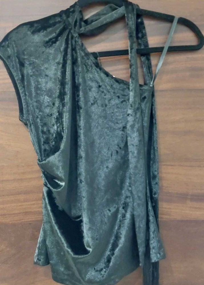 Westside Elegant Velvet Halter Neck Dress
