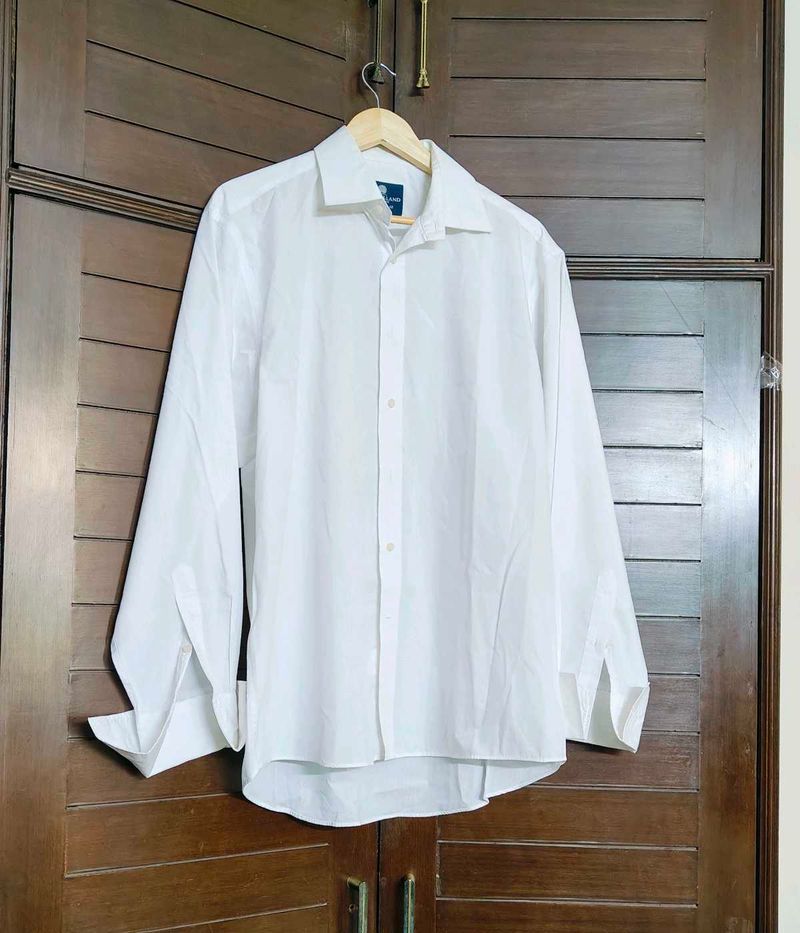 Dehavilland Men White Cotton Mix Regular Fit Shirt