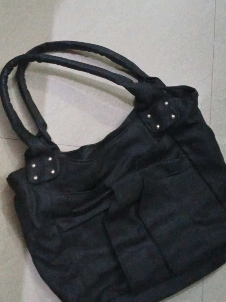 Black Hobo Bag with Pockets