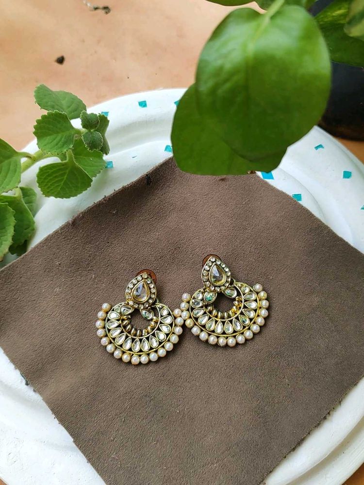Pearl &amp; Stone Statement Earrings