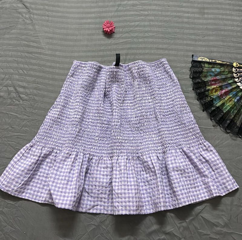h&amp;m Lavender Gingham Mini Skirt