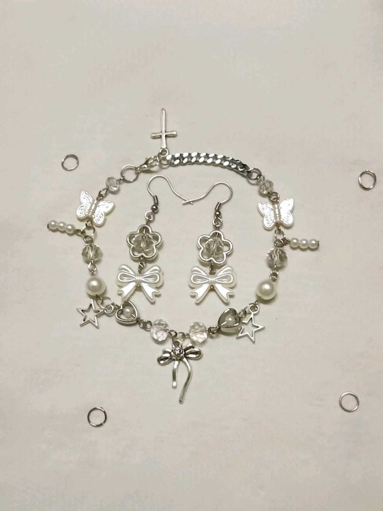 Y2K Cute Bow &amp; Butterfly Charm Jewelry Set