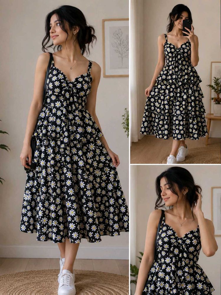 Floral Tiered Midi Dress.. Size: S-M
