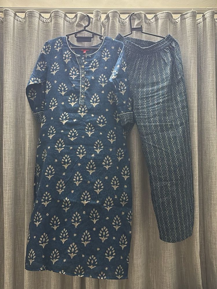 JULIET M Stylish Blue Printed Kurta Set