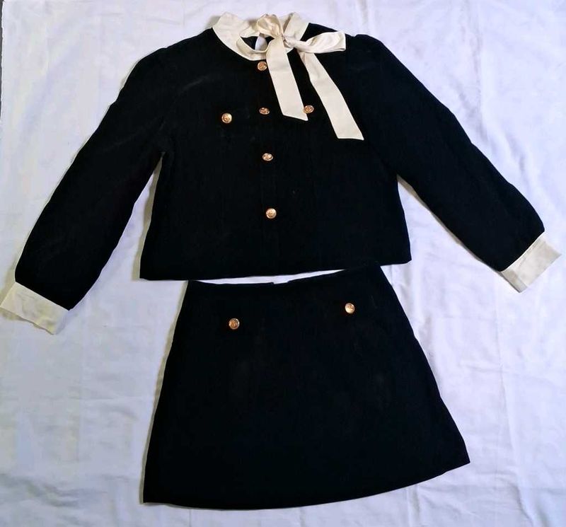 Vintage Black Velvet Skirt Suit