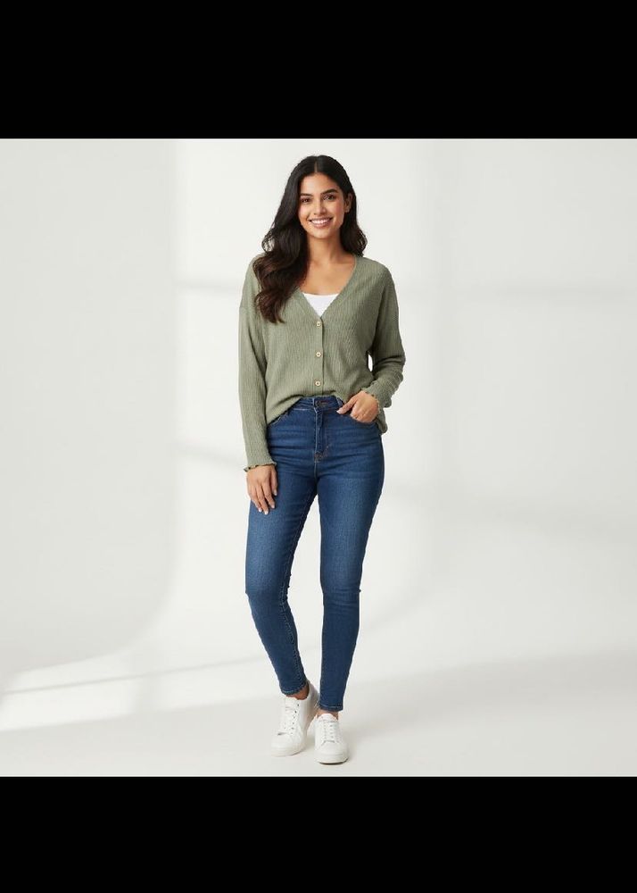 Olive Green Button-Up Cardigan