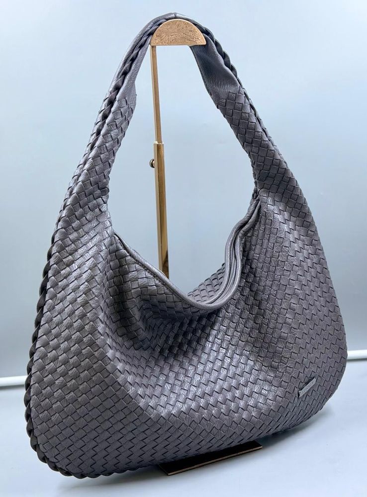 Designer Woven Leather Hobo Bag
