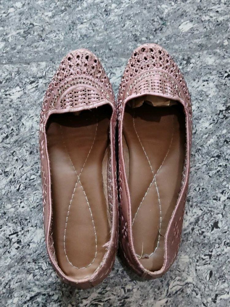 Stylish Rose Gold Embellished Flats