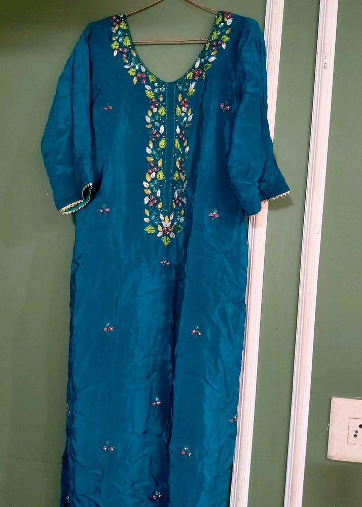 Embroidered Teal Kurta