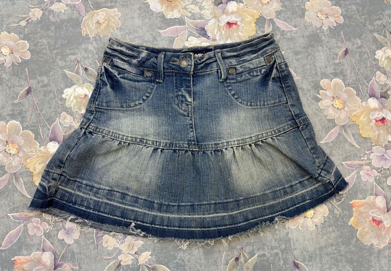 Cute Denim Ruffle Skirt