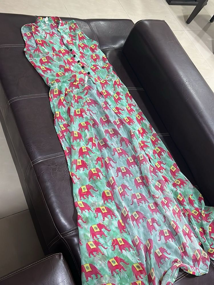 Boho Elephant Print Maxi Dress