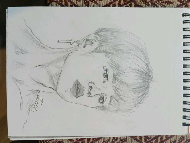 Pencil Portrait Sketch of BTS Jimin