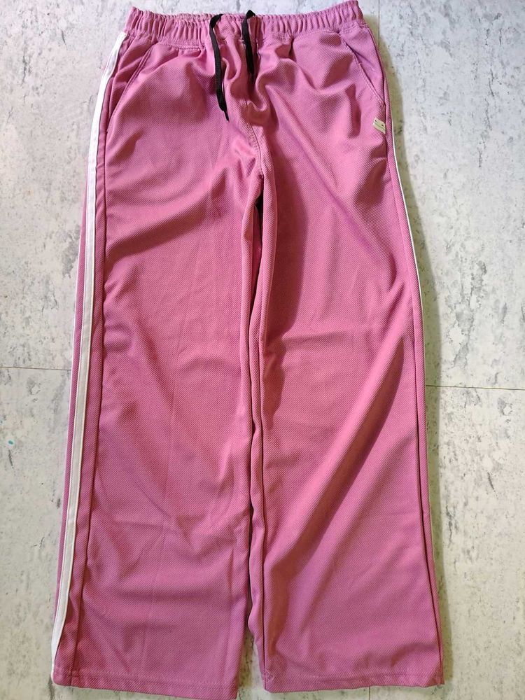 Y2k Pink Track Pants with White Stripes
