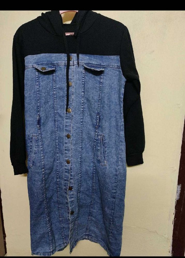 Denim Dress with Hooded Top