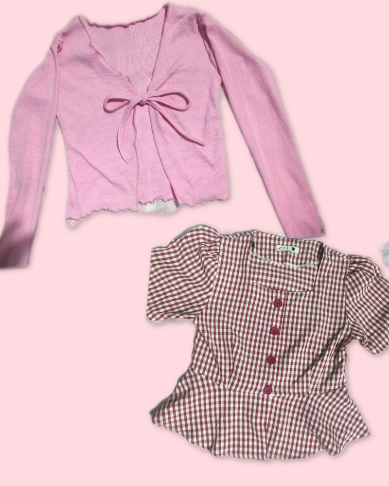 Cute Pink &amp; Gingham Tops Bundle Combooo 🧚🏻