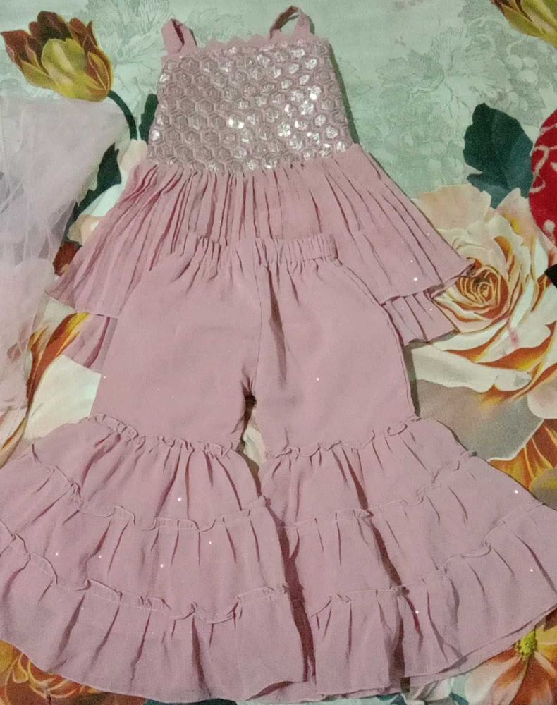 Stunning Pink Sequined Kurta Set