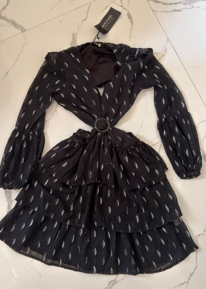 Chic Black Tiered Mini Dress