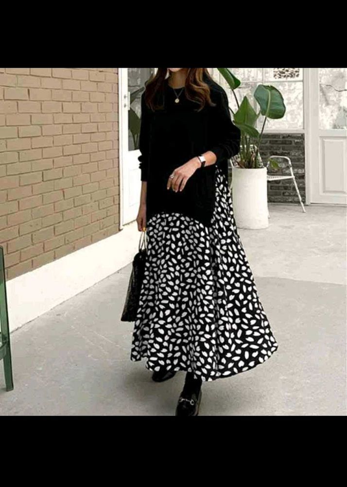Stylish Black &amp; White Wool  Dress